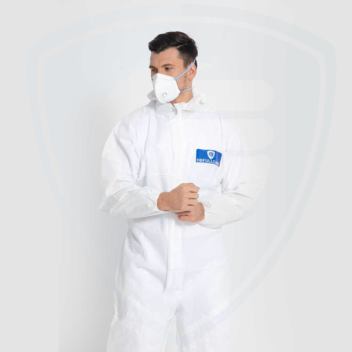Overol desechable SMS blanco con capucha tipo 5/6 traje de protección